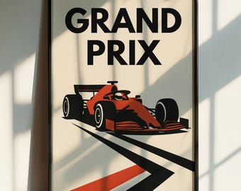 Minimalist Formula 1 Racing Poster: Retro Motorsport Art Print
