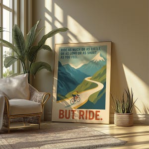 Ride But Ride Poster – Eddy Merckx Cycling Quote Print, Retro Bike Wall Art, Cyclist Gift, Motivation Poster, Vintage Cycling Decor image 3