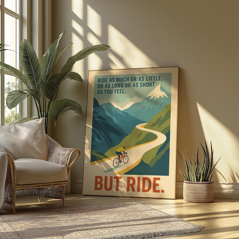 Ride But Ride Poster – Eddy Merckx Cycling Quote Print, Retro Bike Wall Art, Cyclist Gift, Motivation Poster, Vintage Cycling Decor image 3