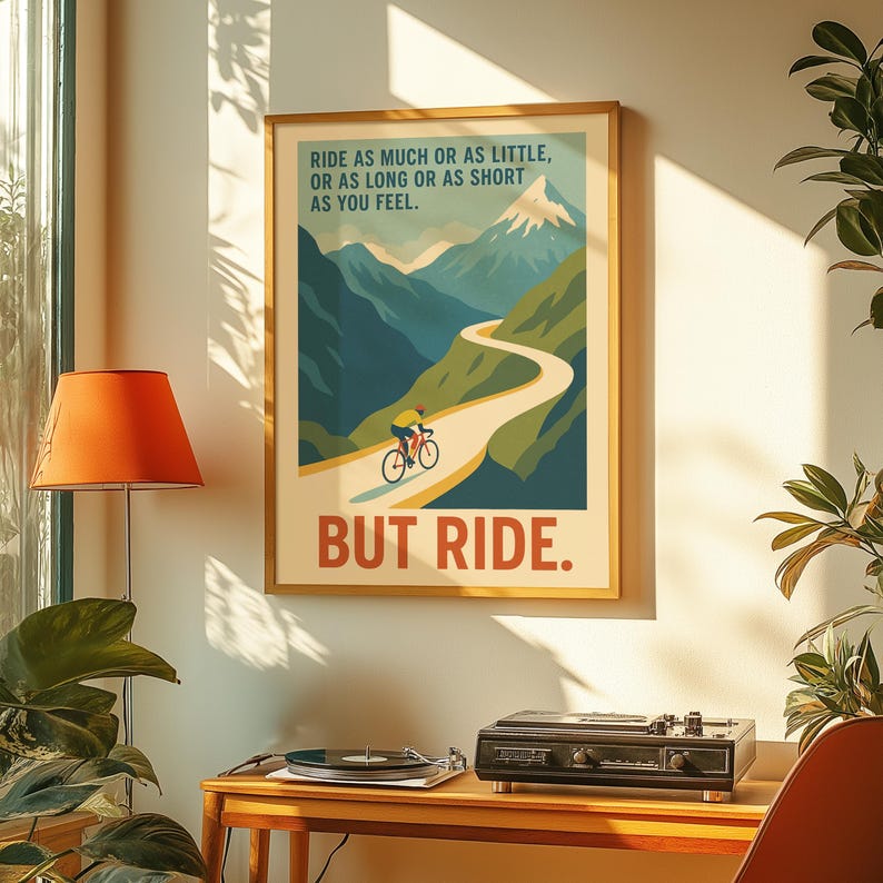 Ride But Ride Poster – Eddy Merckx Cycling Quote Print, Retro Bike Wall Art, Cyclist Gift, Motivation Poster, Vintage Cycling Decor image 2