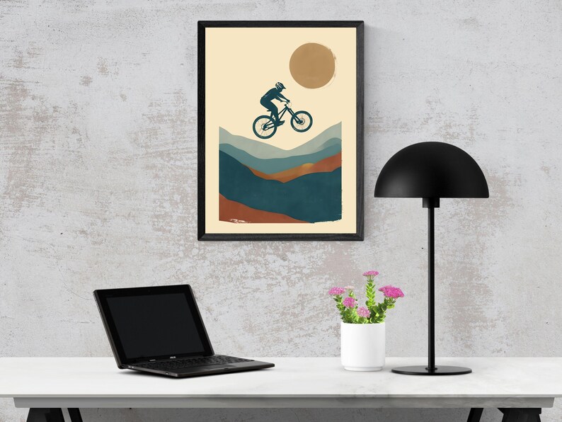Mountain Bike Poster, Mountain Bike Art, Mountain Biking Poster, Bike Art Print, MTB Wall Decor, Cycling Wall Art, Bicycle Wall Art image 6