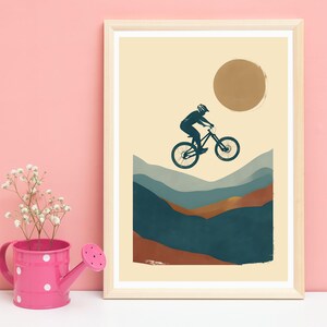 Mountain Bike Poster, Mountain Bike Art, Mountain Biking Poster, Bike Art Print, MTB Wall Decor, Cycling Wall Art, Bicycle Wall Art image 3
