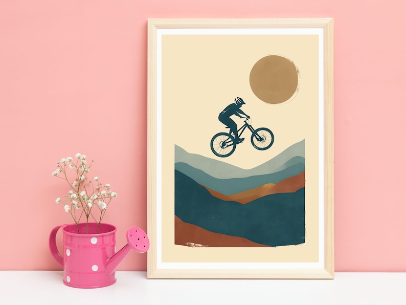 Mountain Bike Poster, Mountain Bike Art, Mountain Biking Poster, Bike Art Print, MTB Wall Decor, Cycling Wall Art, Bicycle Wall Art image 3