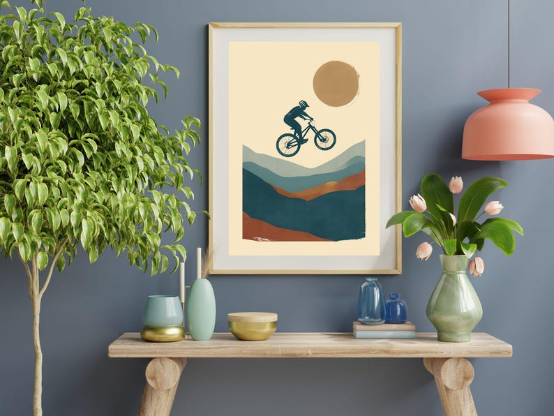 Mountain Bike Poster, Mountain Bike Art, Mountain Biking Poster, Bike Art Print, MTB Wall Decor, Cycling Wall Art, Bicycle Wall Art image 4