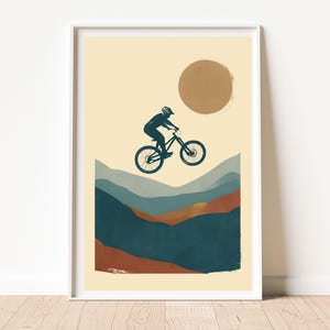 Mountain Bike Poster, Mountain Bike Art, Mountain Biking Poster, Bike Art Print, MTB Wall Decor, Cycling Wall Art, Bicycle Wall Art image 2