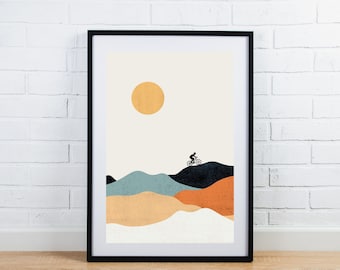Mountain Bike Art Print: Abstract Cycling Artwork - Adventure Wilderness Decor Gift for Men, Bikers & Outdoor Enthusiasts - Gift for Him