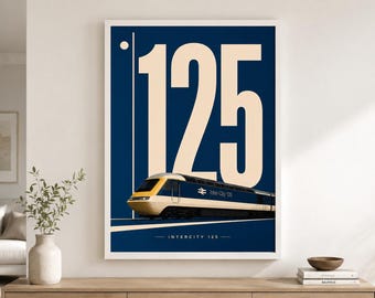 InterCity 125 Print, British Train Poster, Railway Enthusiast Gift, HST Wall Art, Vintage Rail Travel Decor, Train Lover Gift