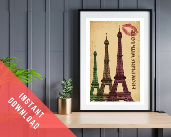 Instant Download Paris Print. Printable Paris Print Wall Art. | Etsy