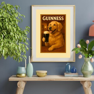 Golden Retriever Guinness Poster, Funny Pub Wall Art for Dog Lovers, Quirky Dog Art, Bar Cart Wall Decor image 6