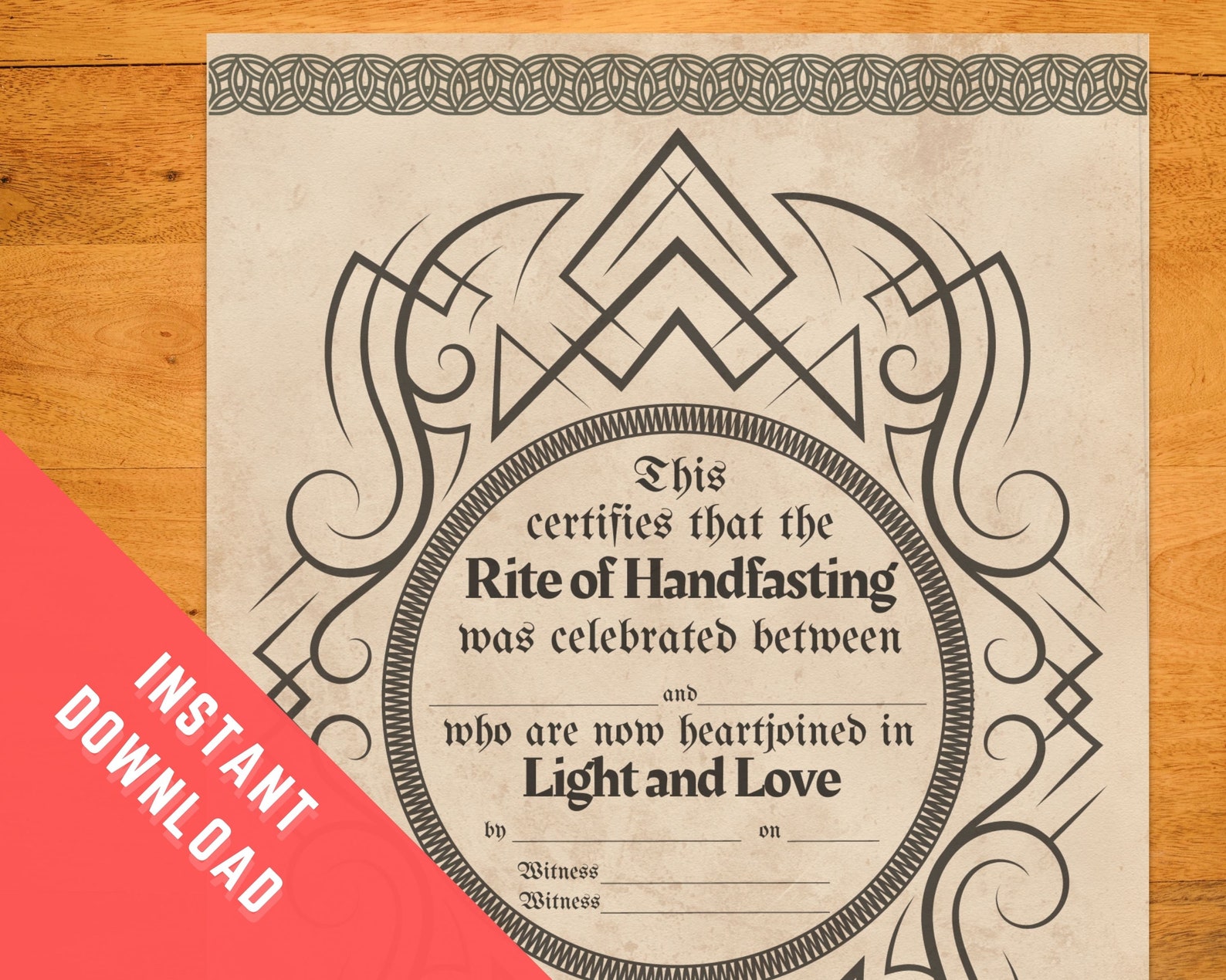 Certificate of Handfasting Printable | Wiccan | Paganwedding ...