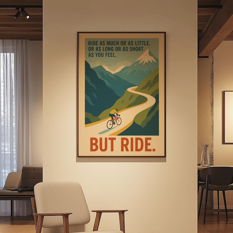 Ride But Ride Poster – Eddy Merckx Cycling Quote Print, Retro Bike Wall Art, Cyclist Gift, Motivation Poster, Vintage Cycling Decor image 4