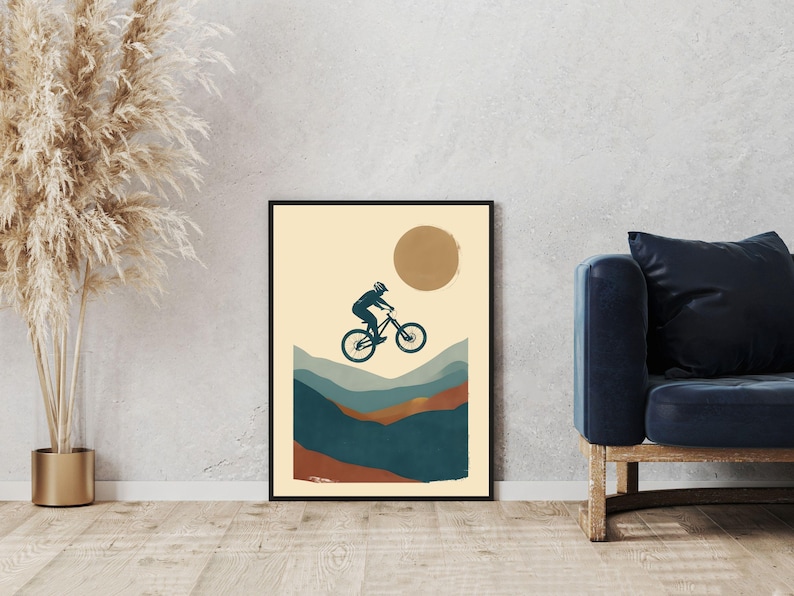 Mountain Bike Poster, Mountain Bike Art, Mountain Biking Poster, Bike Art Print, MTB Wall Decor, Cycling Wall Art, Bicycle Wall Art image 7