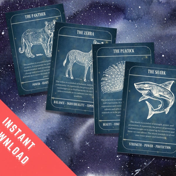 Printable Oracle Cards. Printable Oracle Deck. Instant Digital Download. Animal Symbolism. Spirit Animals. Tarot Alternative. Divination.