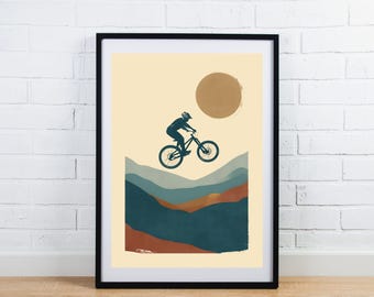 Mountain Bike Poster, Mountain Bike Art, Mountain Biking Poster, Bike Art Print, MTB Wall Decor, Cycling Wall Art, Bicycle Wall Art