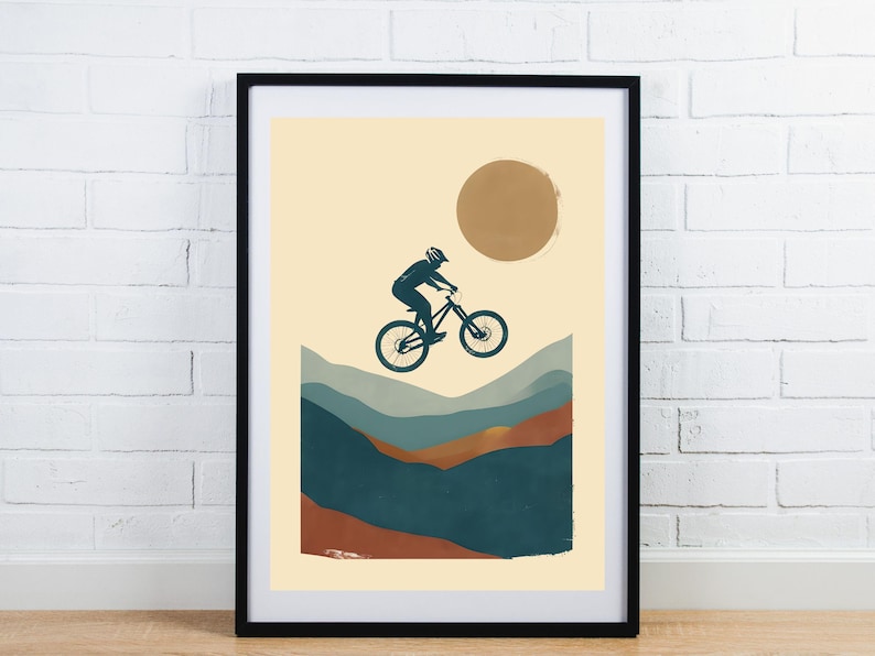 Mountain Bike Poster, Mountain Bike Art, Mountain Biking Poster, Bike Art Print, MTB Wall Decor, Cycling Wall Art, Bicycle Wall Art