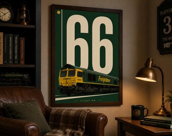 Class 66 Print, Freightliner Train Poster, British Rail Freight Wall Art, Railway Enthusiast Gift, Diesel Locomotive Decor