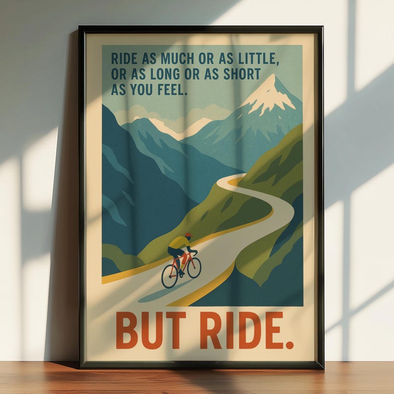 Ride But Ride Poster – Eddy Merckx Cycling Quote Print, Retro Bike Wall Art, Cyclist Gift, Motivation Poster, Vintage Cycling Decor