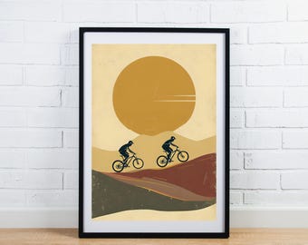 Mountain Bike Wall Art, Mountain Bike Art Print, Bike Wall Art, Mountain Biking Print, MTB Art Print, Cycling Poster Art, Bike Artwork