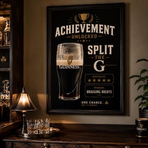 split the g, guinness poster, guinness gift, home bar decor, beer wall art, irish pub decor, pub wall art, man cave art, beer lover gift, stout lover gift, pint poster, drinking game, irish gift