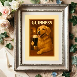 Golden Retriever Guinness Poster, Funny Pub Wall Art for Dog Lovers, Quirky Dog Art, Bar Cart Wall Decor image 7