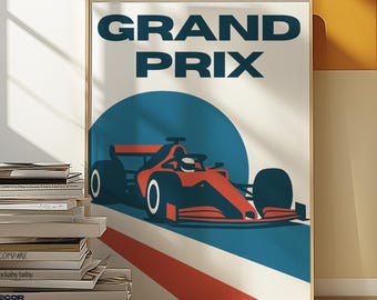 Formula 1 Racing Poster: Retro Grand Prix Car Art