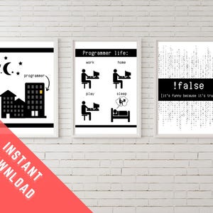 Computer Science Poster Set of 3. Programmer Gift. Nerdy Wall Prints. Geek Art Print for Coders, Computer Programmers, Teachers, Engineers