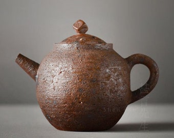 Handmade ceramic teapot w golden glaze vintage Zen style hand crafted teapot handmade pottery teapot handcrafted teapot Designer teapot