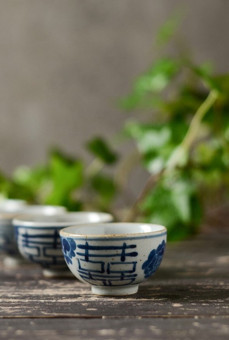 Handmade ceramic lucky tea set vintage style China blue Etsy