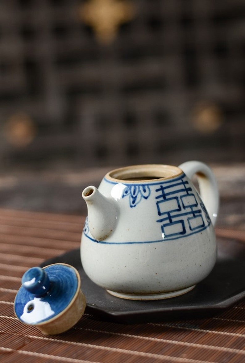 Handmade ceramic lucky tea set vintage style China blue Etsy