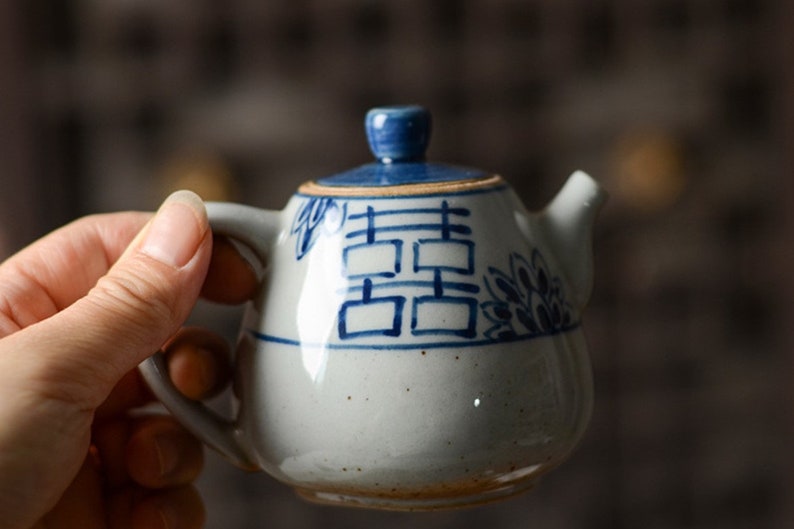 Handmade ceramic lucky tea set vintage style China blue Etsy