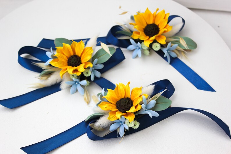 Simple sunflower wrist corsage Rustic corsage Summer flowers Etsy