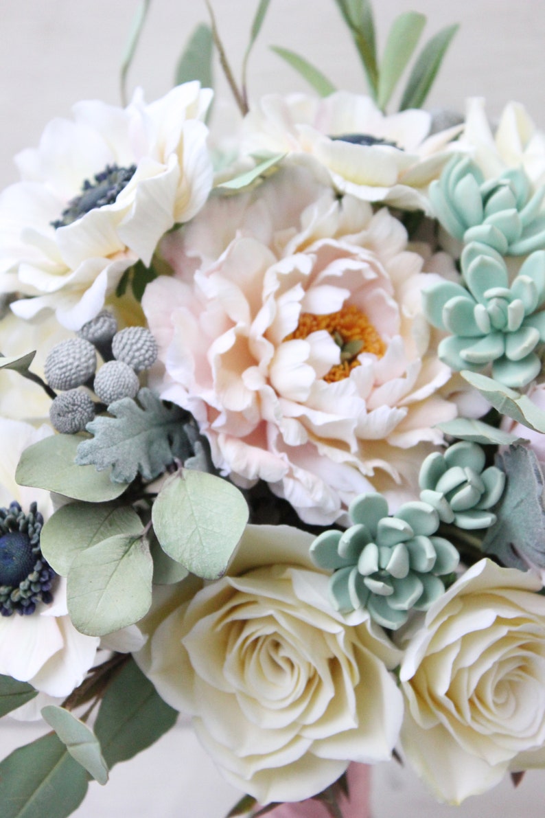 Succulent wedding bouquet Rustic bridal bouquet ...