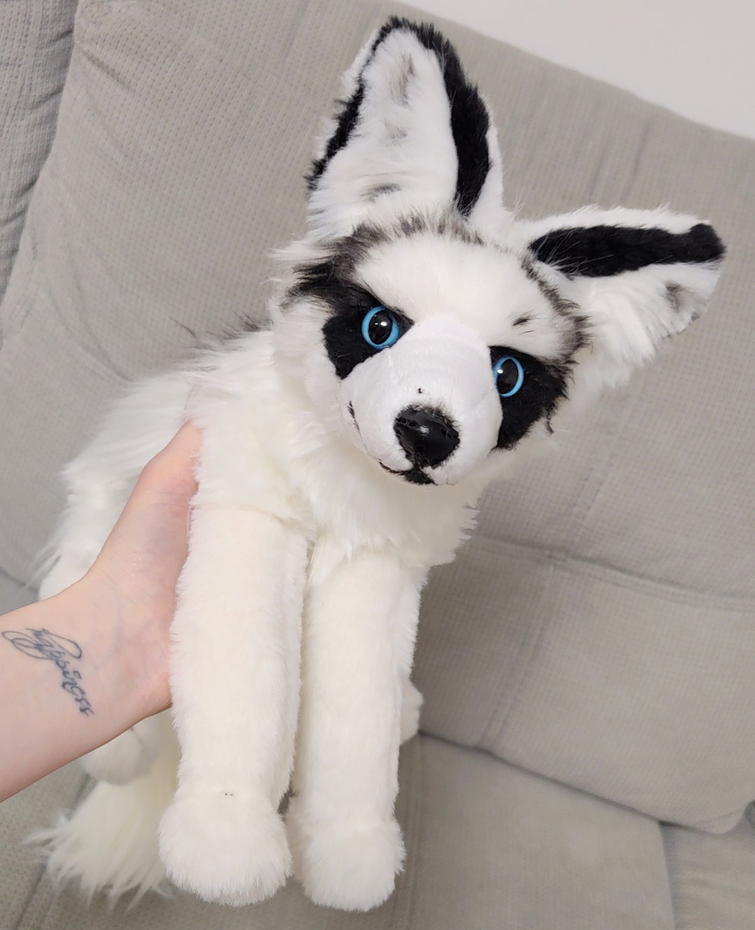 Made to Order Baby Marble Fox Plush With Blue Eyes/ Weighted and Floppy ...