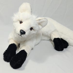 Made to order! Not in stock! Solid Weighted&EXTRA floppy White fluffy fox with black-tipped legs