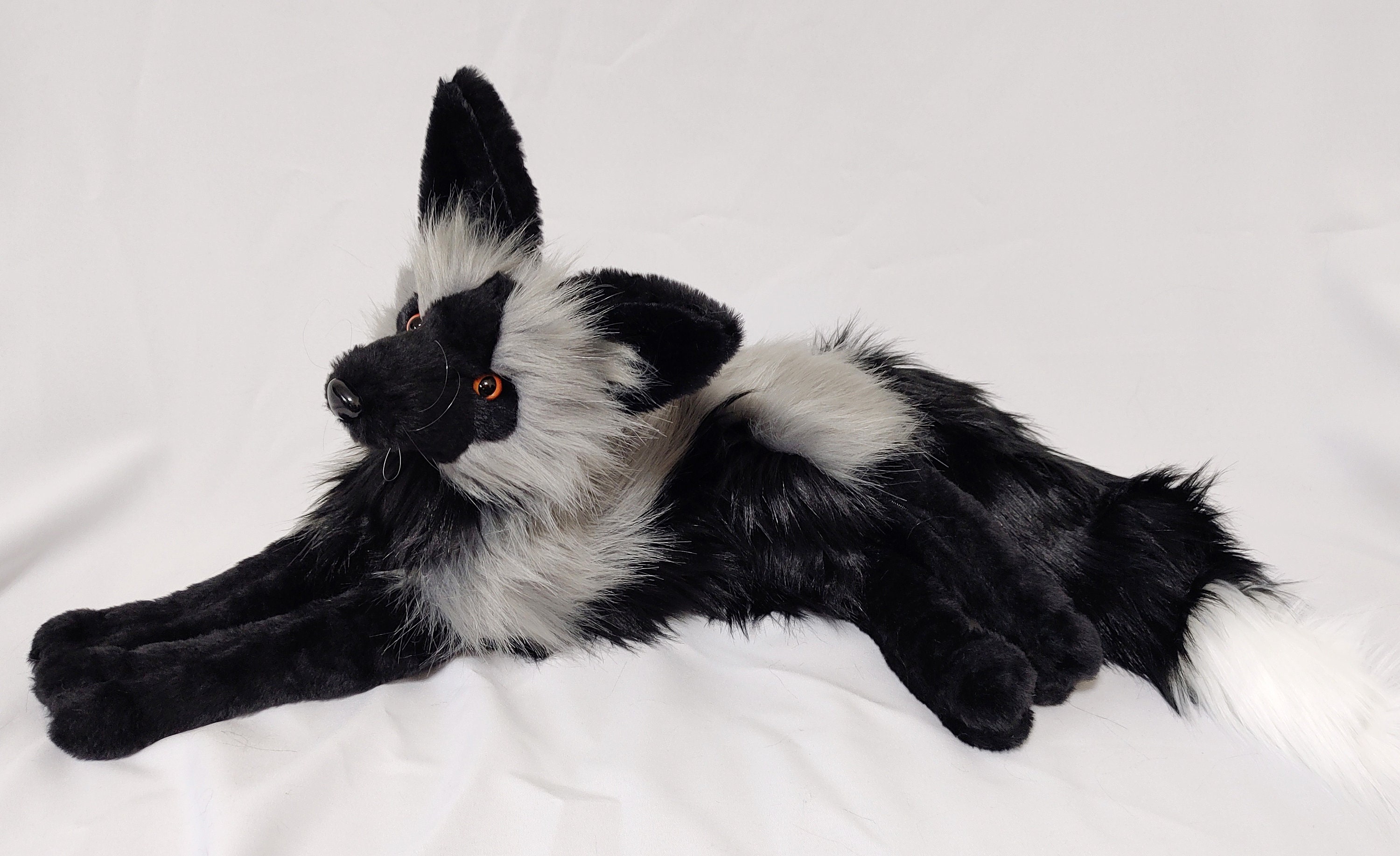 受注生産！在庫なし！重みのあるふわふわシルバーフォックスぬいぐるみ