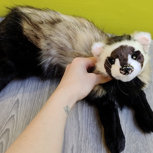Made to order! Not in stock! Beige-black ferret/ extra FLOPPY/ solid Weighted realistic plush/ Made of Luxury Faux furs