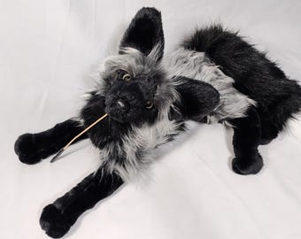 Fabriqué sur commande (pas en stock) Peluche souple et lestée de renard argenté