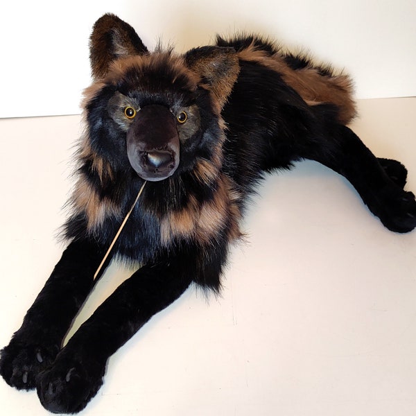 Made to order! WEIGHTED&Floppy Black-brown Wolf plush from Luxury faux furs