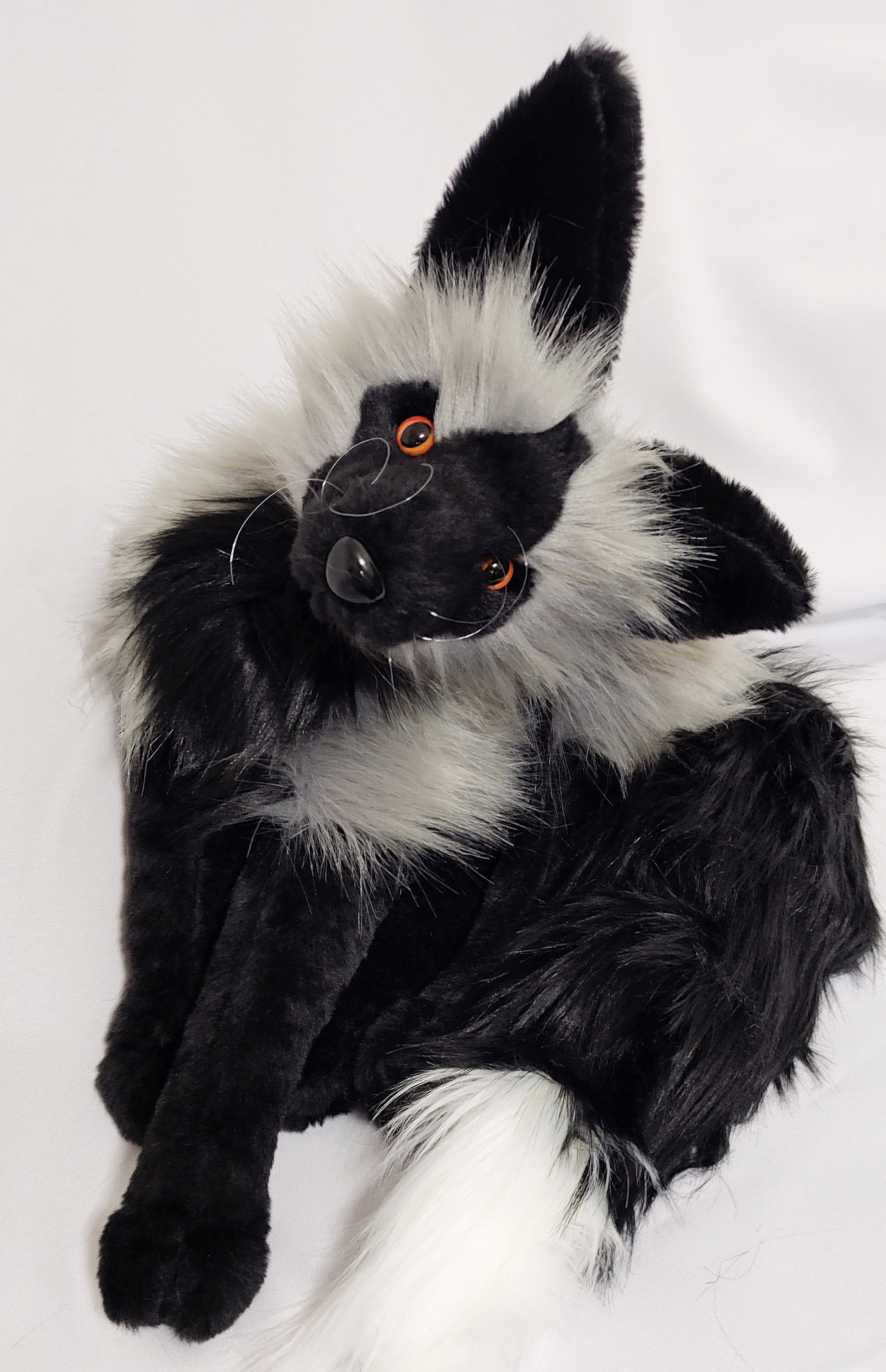 受注生産！在庫なし！重みのあるふわふわシルバーフォックスぬいぐるみ