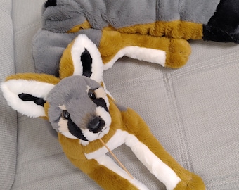 Made to order! Weighted and Gray Fox plush from Extra Soft faux fur!