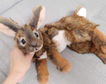 Made to order! Solid weighted Little Brown-white Bunny plush