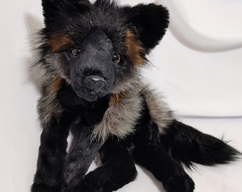 Made to Order! NOT in STOCK! Weighted&floppy Black-gray Wolf Plush