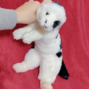 Made to order/ NOT in stock!! Weighted&floppy Realistic Ferret plush/ white with black spotted/ made of extremely soft, luxury furs!