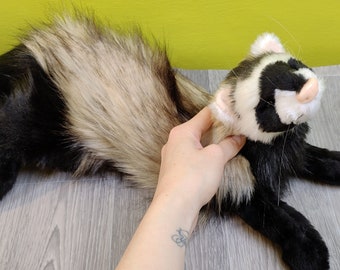 Made to order! Beige-black ferret with Black mask/ extra FLOPPY/ solid Weighted realistic plush/ Made of Luxury Faux furs