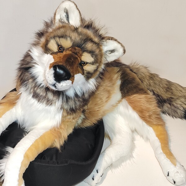 Last payment for WENDY! Life-Size Realistic Big Mountain Wolf plush/ Brown Wolf plush art doll