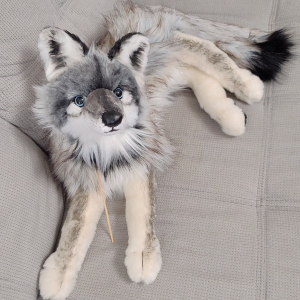 Made to order! Silver Wolf plush/ wolf pup made of Luxury faux furs