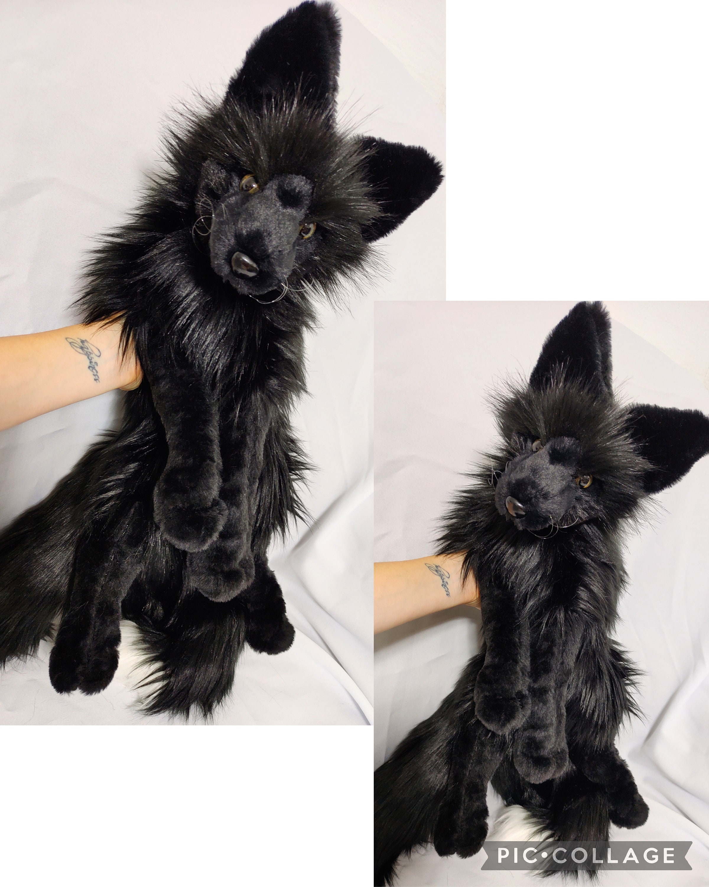 受注生産！在庫なし！3つの尾を持つ黒狐のぬいぐるみ/重みがあって