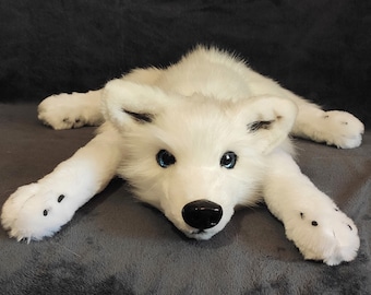 Made to order! Baby WHITE Wolf with Blue eyes