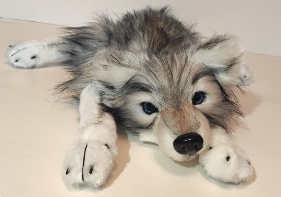 Made to order! Baby Wolf / Wolf Cub plush Gray-white Wolf plush toy/ Wolf art doll stuffed wild animal