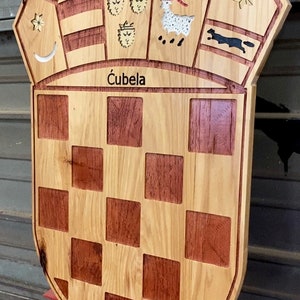Croatian Coat of Arms with Custom Name Engraving, Wood Grb Sign, Croatia Flag